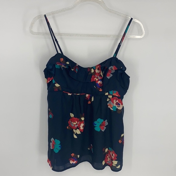 American Eagle Women's Blue & Red Floral Print Tank Top Adjustable size Medium - Picture 2 of 8